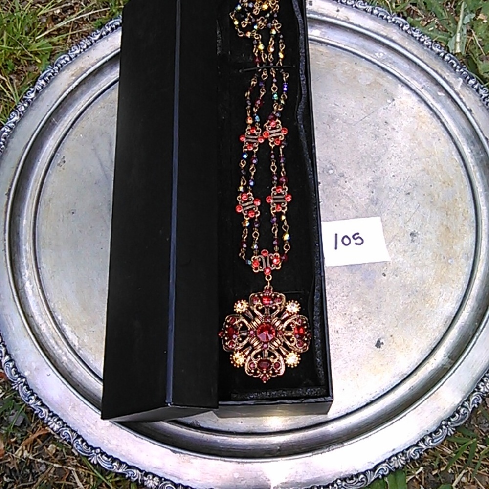 vintage antique red and gold neaklace